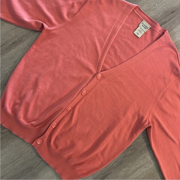 Vintage Scandia Woods Cardigan Sweater Large Coral Orange Button Front‎ EC - Picture 1 of 6